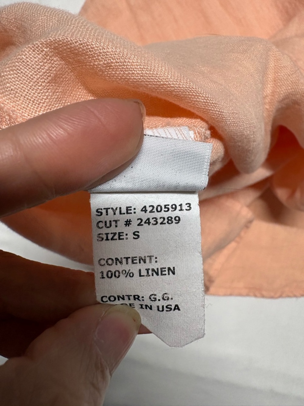 cut loose Peach Linen Tunic Top - labeled sz S- ** runs VERY large** NWT - Picture 6 of 6